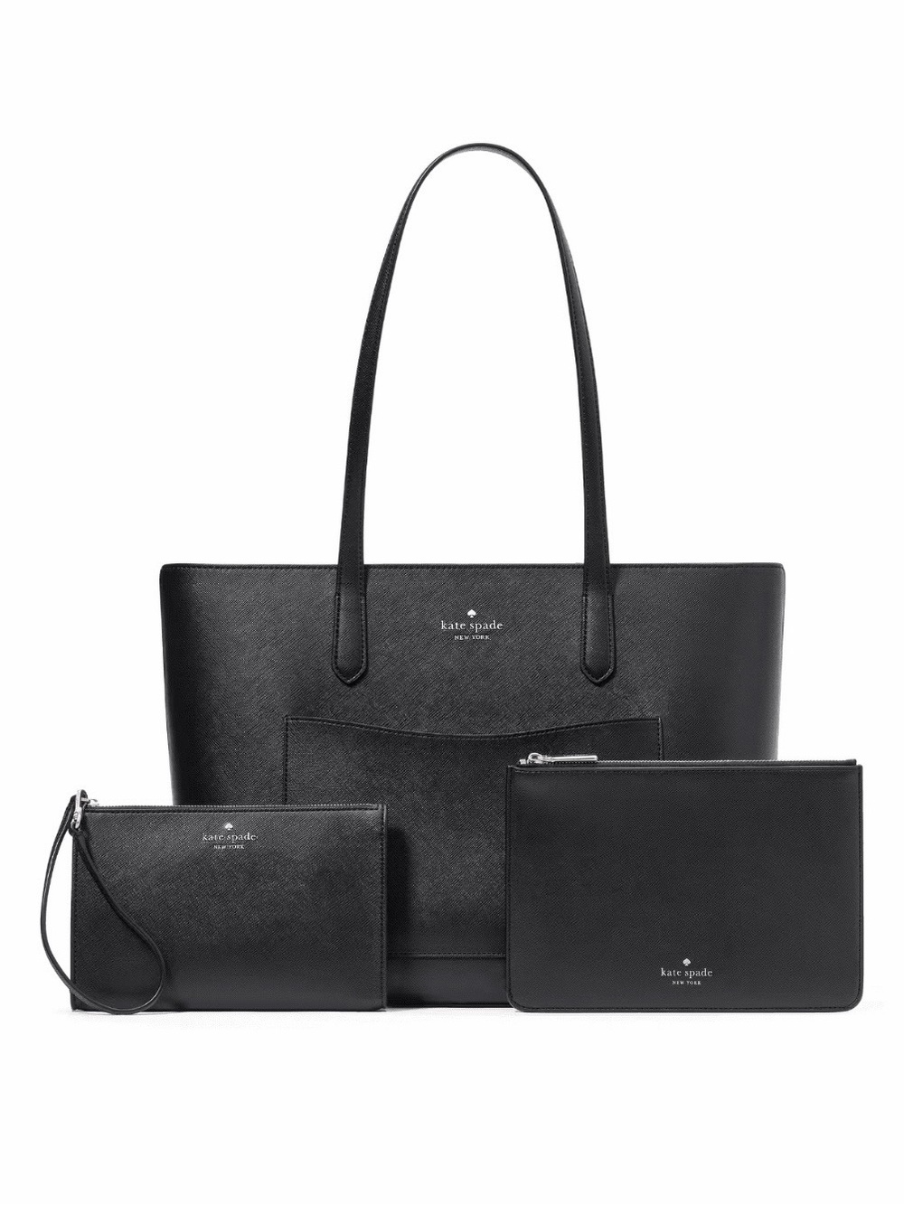 kate spade Staci Tote and Wristlet 3 Piece Set Black Leather NWT